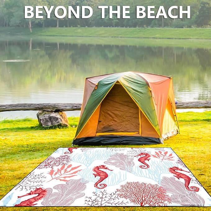Beach Blanket, Sandproof Beach Mat, Waterproof Quick Drying Lightweight Outdoor Aztec Picnic Mat 79" X 83"/120"x108" for 2-8 Adults for Travel, Camping, Hiking
