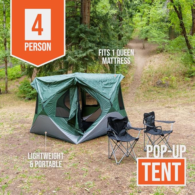 Instant Pop Up Camping Tent for 4-6 People | High-End All-Season Tent with Mesh Windows, Waterproof Rainfly & Tool-Free Setup | Easy Setup Outdoor Tent for Overlanding & Camping by North Haven