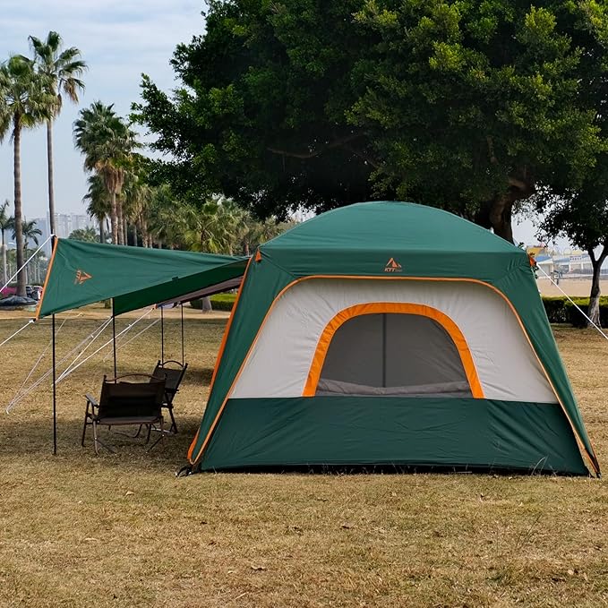 KTT Large Tent 6-8-10-12 Person,Family Cabin Tents,2 Rooms,2 Doors and 4 Windows with Mesh,Straight Wall,Waterproof,Double Layer,Big Tents for Outdoor,Picnic,Camping,Family Gathering