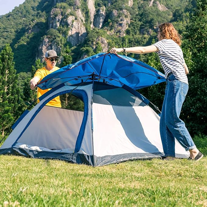 Tent for Family Camping Quick Setup, Instant Pop Up Dome Tents Outdoor 2-3 Person / 6 Person, with Water-Resistant Rainfly and Mesh Roofs & Door & Windows