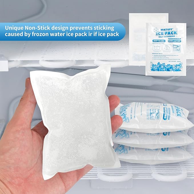 100 Pcs Reusable Ice Packs for Coolers (3.7''x4.9'') - Long-Lasting Gel Freezer Packs for Lunch Boxes, Shipping, Camping, Beach & Fishing | Keep Food/Drinks Fresh