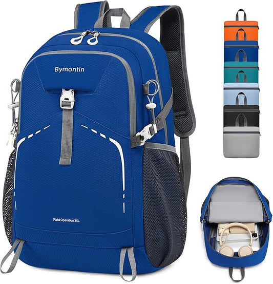 45L Lightweight Packable Backpack – Durable Foldable Daypack for Travel, Hiking, and Gym (Blue)