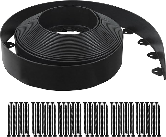 Gardzen Landscape Edging Kit, 60-Foot Long, 3-Inch Tall, No Dig Garden Edging Border for Flower Beds, Tree Rings, Pathways , Includes 60 Spikes