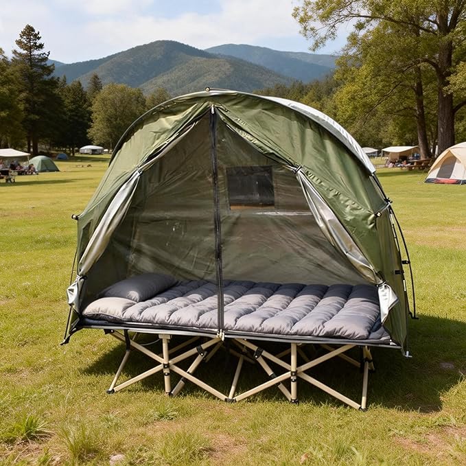 1 Person Cot Tent with Breathable Mesh Door and Screen Windows – Easy to Put Together, All-Weather Shelter for Camping & Backyard, Without Bed