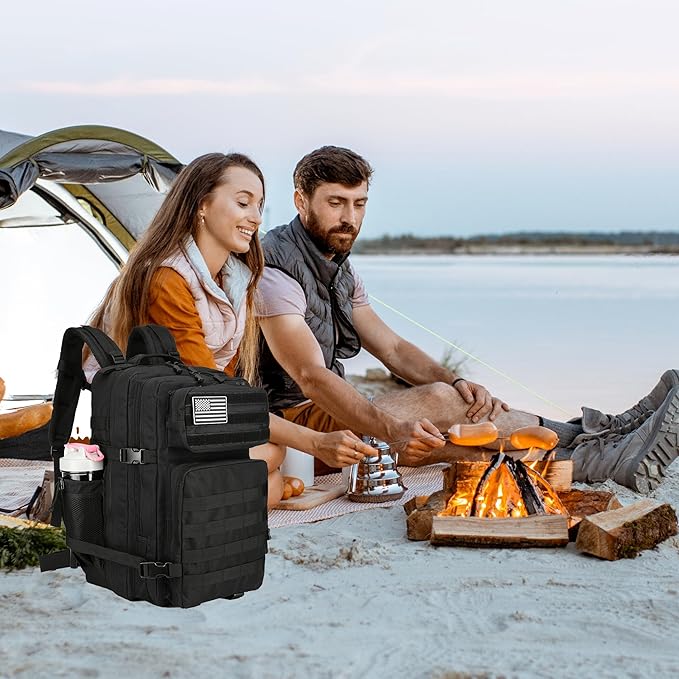 45L Military Tactical Backpacks 3 Days Assault Pack Bag Fitness Rucksack 3 Day Bug Out Bag Hiking Treeking Molle Daypack (Black)