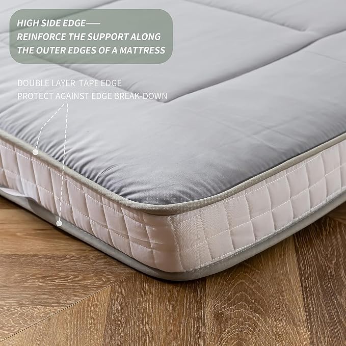 MAXYOYO Twin Bed Japanese Floor Futon Mattress, Camping Pad, Foldable and Portable Floor Bed Topper, Grey Single