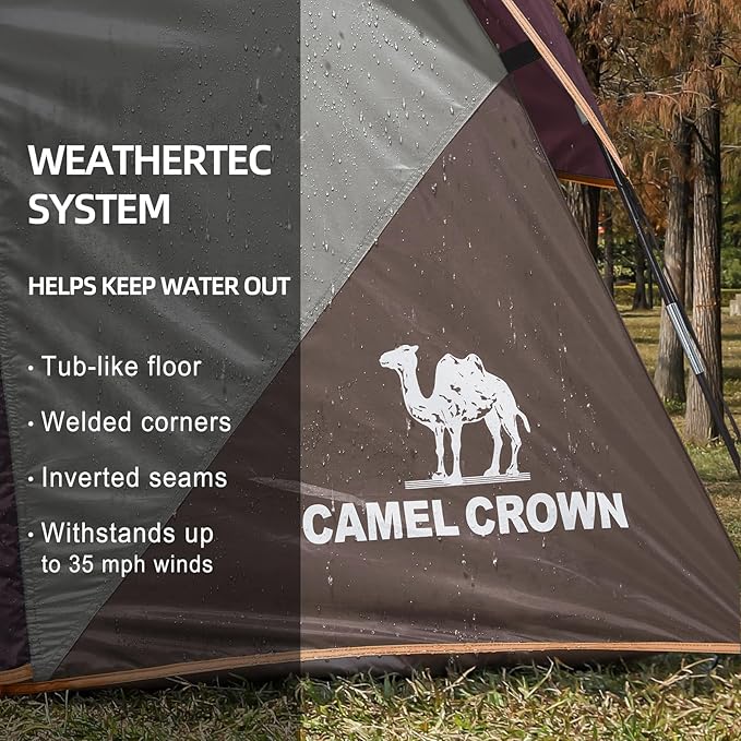 CAMEL CROWN Tents for Camping 4/6 Person Tent Waterproof Easy Setup Backpacking Tents