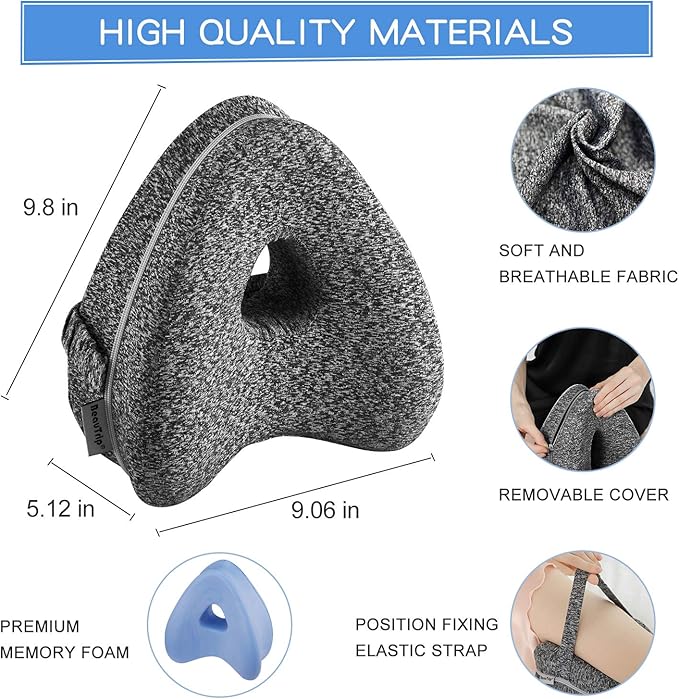 BEAUTRIP Leg Pillow | Ergonomic Side Sleeping Pillows | Memory Foam Knee Pillow with Strap for Side Sleeper | Leg Support Cushion with Removable and Washable Cover