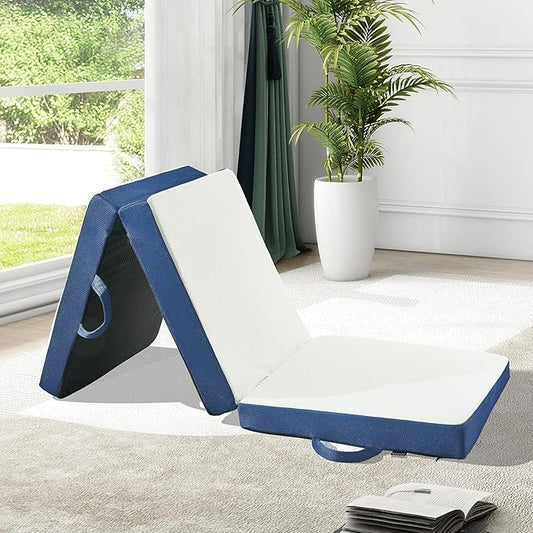 CYMULA Folding Mattress Single Size,6 inch Memory Foam Tri Portable Trifold Mattress Topper Single with Breathable & Washable Cover, Foldable Guest Bed for Camping(25"×75"×6")