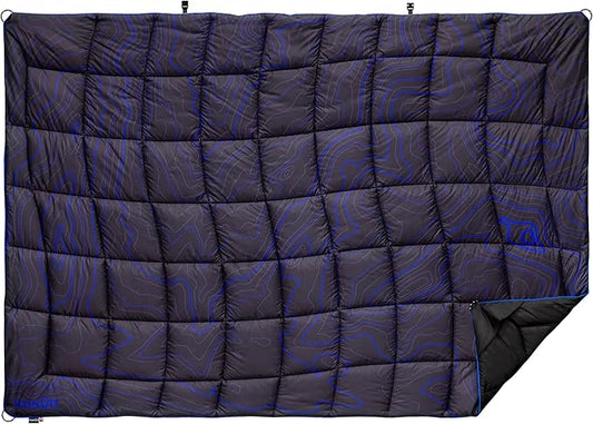 Versatile Packable Outdoor Camping Blanket, Puffy Blanket, Primaloft® Insulation, Warm, Durable, Lightweight, Waterproof, Oversize, Beach, Stadium, and More! 55"x80" (Logan Peak)