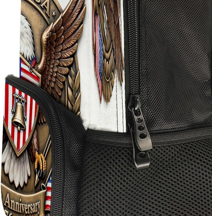 Men Women Lightweight 250 Years 1776-2026 250th Birthday Eagle Liberty Art Backpack Large Capacity Bookbag With Smooth Zippers for Gym Business Running