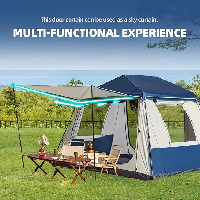 YOLENY Instant Tent, 4 Person Camping Tent with Vestibule & Rainfly, 150D Blackout Cabin Tent, UPF 12500, 137.7 FT² Activity Space, Windproof Waterproof