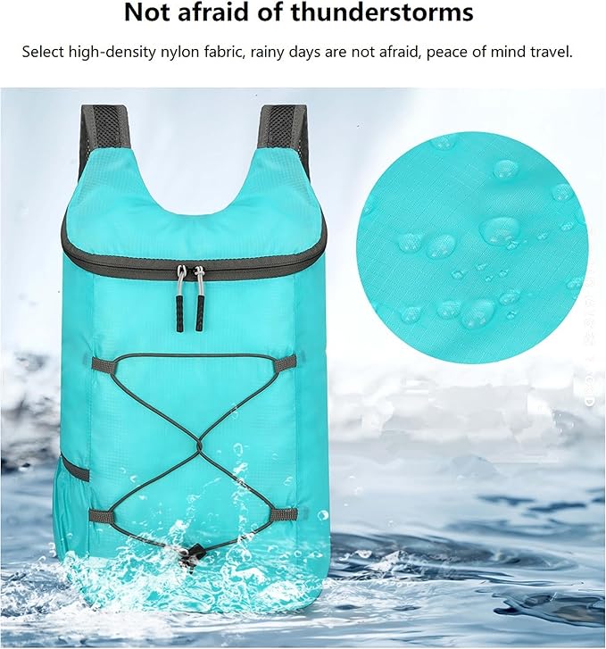 16L Lightweight Foldable Hiking-Backpack Small Packable-Daypack For Travel,Ultralight Water-Resistant Gym Bag Men Women Easy Carry-on (Lake Blue)