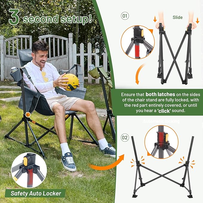 TIMBER RIDGE Hammock Camping Chair, Oversized Swinging Chair with Adjustable Back and Seat Height, Portable Folding Rocking Camping Chair for Outdoor Lawn, Backyard and Patio, Supports 400lbs