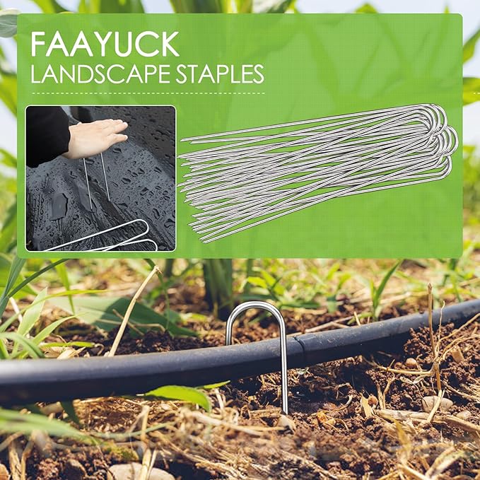 12 Inch Landscape Staples, 25 Pack Galvanized Landscape Stakes Heavy Duty 8 Gauge U-Shaped Garden Stakes, Ground Stakes for Weed Barrier Fabric, Irrigation Tubing, Fence, Outdoor Decorations