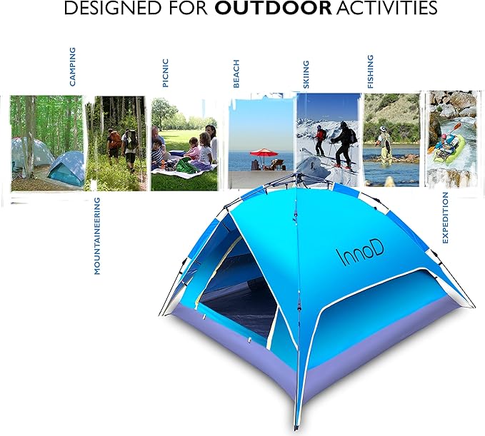 3 Person Tent, Instant Pop up Dome Tent for Camping with Waterproof Rain Fly, Easy Setup Outdoor Camping Tent & Shelters