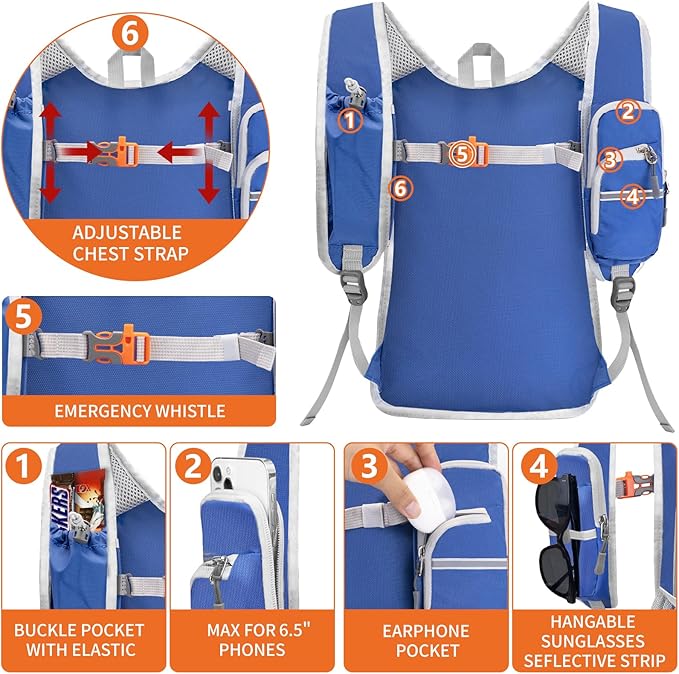 Seektop Expandable Small Hiking Backpack 12L-15L Lightweight Packable Waterproof Daypack with Phone Pocket for Women Men