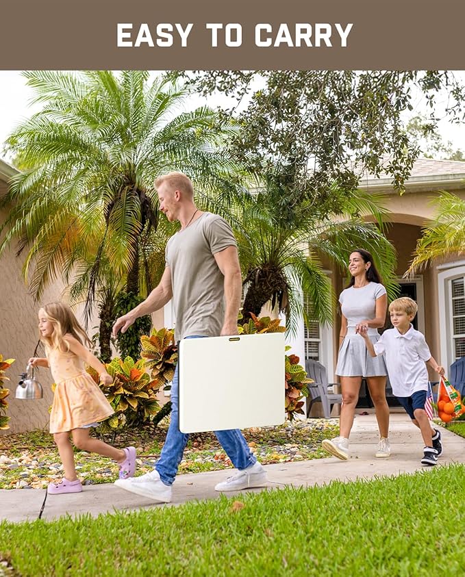 FanttikOutdoor 28 inch Quick Pop Up Table, One-Handed Height Adjustment, 3 Heights, No Assembly, Multi-Functional Personal Folding Table, TV Tray, Portable Dinner Table, 2-Pack, White Zeta X1 Pro