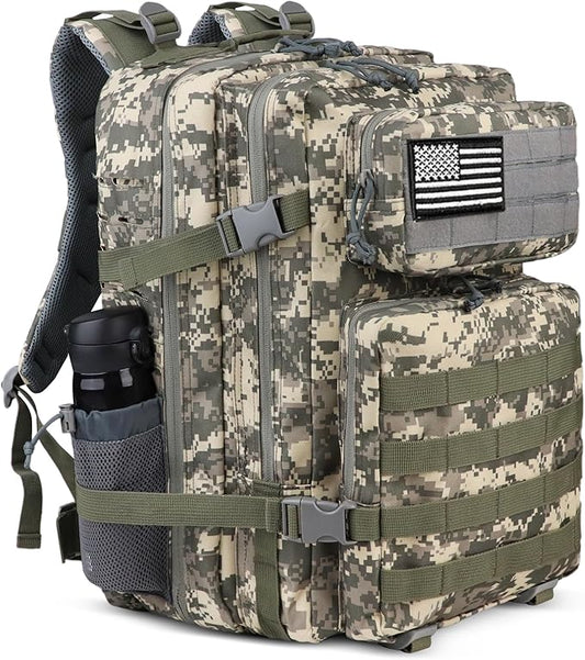 Zavothy 45L Military Tactical Backpack, Army 3-Day Assault Pack Bug Out Bag for Hiking Camping | Army, Bag, Large Rucksack, with Molle System
