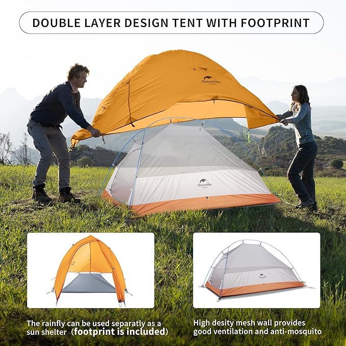 Naturehike Cloud Up 1 Person Tent, Lightweight Backpacking Tents for One Man, Waterproof Ultralight One Person Tent for Camping Hiking Backpacking