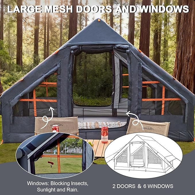 Inflatable Tents for Camping,Easy Blow Up Tent with Hand Pump,4 Seasons Waterproof Air Inflatable Camping Tent House for Family Weekend Camping