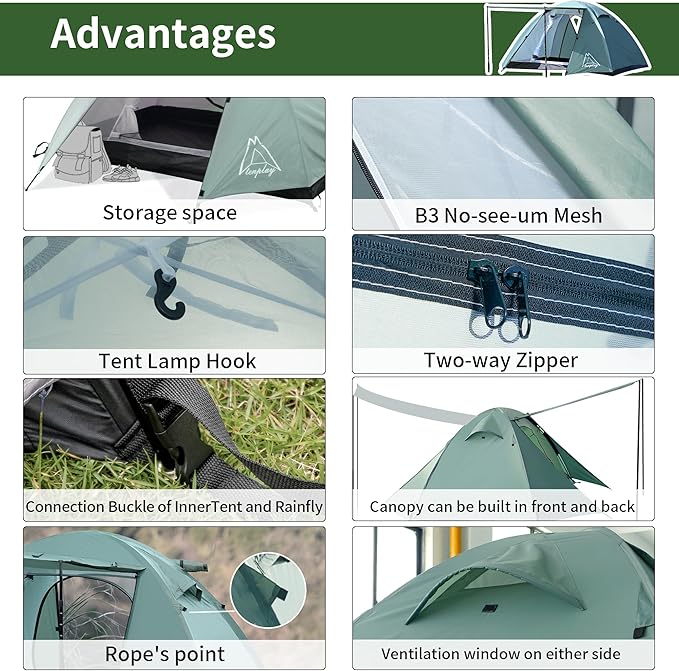 Camping Tent, Easy Setup, 1-2-8-10 Person Waterproof and Portable Tent for Camping Hiking Outdoor