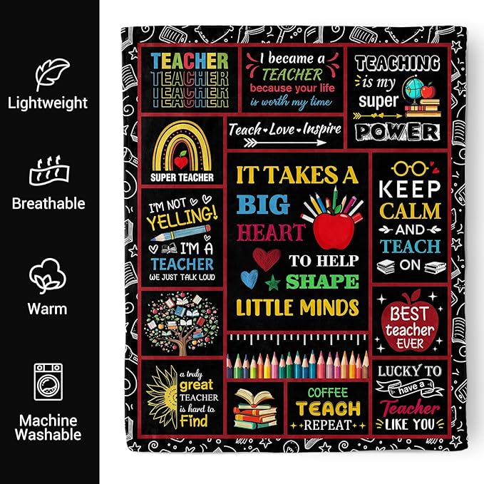 Teacher Appreciation Gifts, Teacher Gifts for Women Men, Soft Blanket for Teachers, Cozy Throw Blankets Birthday Christmas Teachers Day Gifts for Educators 60" X 50"