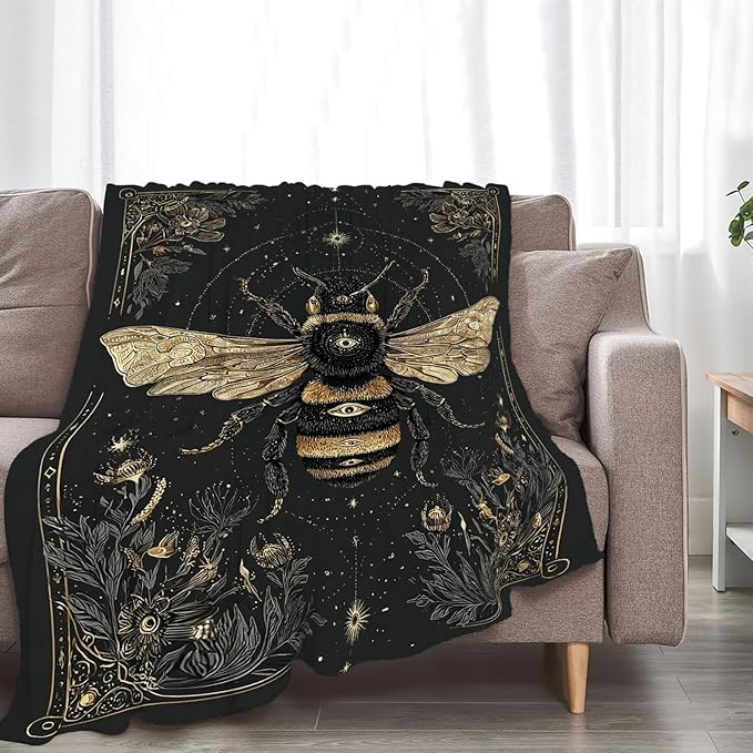 Bee Blanket Bumblebee Animal Throw Blankets Gifts for Girls Boys Kids Bee Lover Soft Cozy Fleece Plush for Couch Sofa Bed 60"x50"