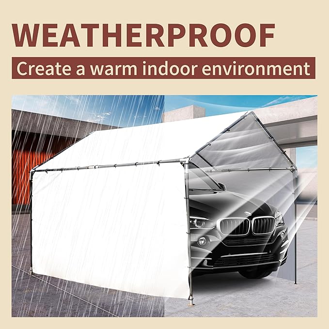 TARPAL 10'x12' White Tarp Waterproof 7.5 mil Medium Duty All Purpose Poly Tarps Cover Waterproof,Snow Proof UV Protection,Rip and Tear Proof,Poly Tarpaulin