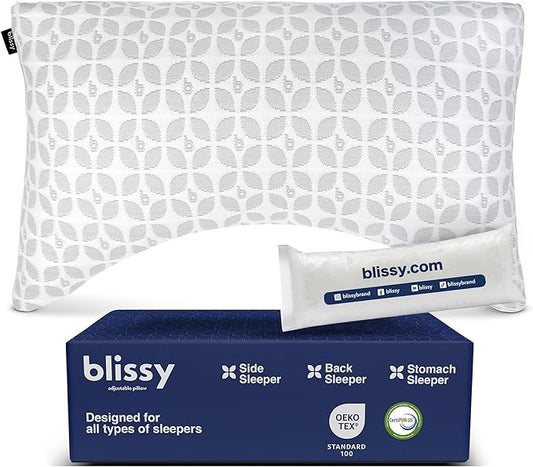 BLISSY Adjustable Memory Foam Pillow with Cooling Technology (Queen Size) - Oeko-TEX & CertiPUR-US