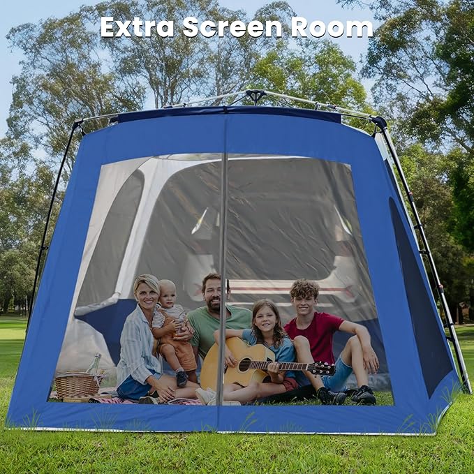 SUV Tent Attachment for Camping, Car Tents for SUV Tailgate Tents with Screen Room & Awning,Easy Set Up Car Camping Pop Up Tent - NavyBlue