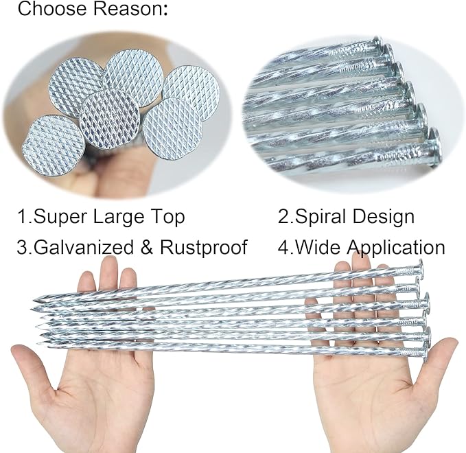 12 Inch Galvanized Landscape Stakes Metal Landscape Edging Anchoring Spikes, Landscape Anchoring Stake for Artificial Turf, Paver Edging, Weed Barrier, Tent, Camping, Carpentry (50)