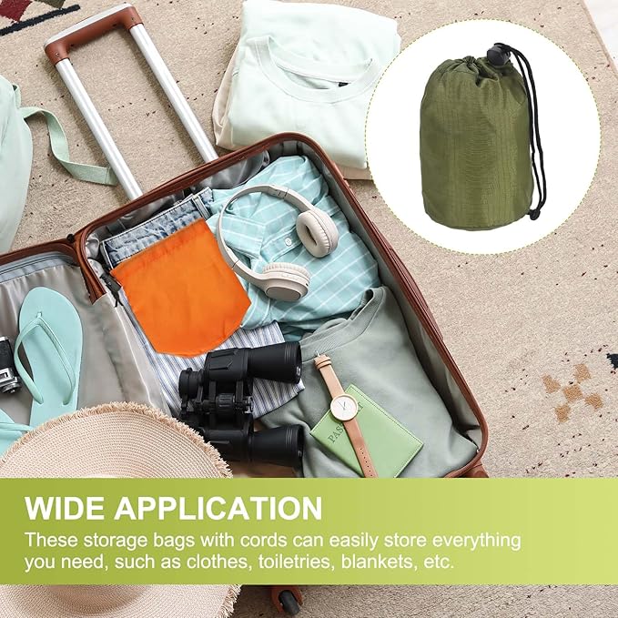 Stuff Sack, Nylon Waterproof Storage Sacks Portable Drawstring Dry Stuff Bag Gear Organization with Toggle, 3x5Inch Fit for Backpacking Camping Traveling Hiking(Dark Green)
