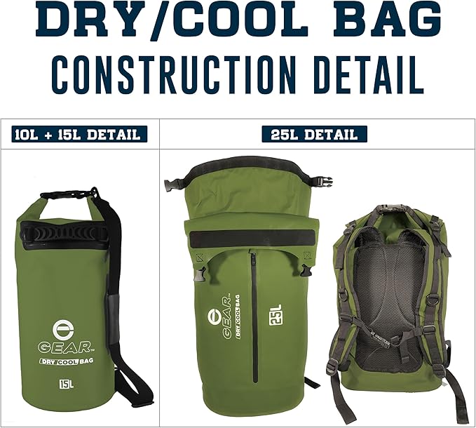 Enthusiast Gear Insulated Dry Bag Floating Cooler – 10L / 15L / 25L Roll Top, Leak Proof, Waterproof, Collapsible, with Padded Shoulder Strap - Perfect for Kayaking Fishing Beach