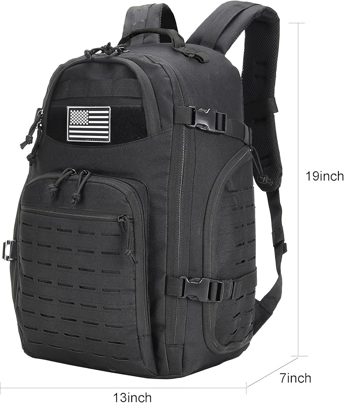 35L Tactical Backpack for Men Heavy Duty Military Backpack 3 Day Assault Pack Molle Backpack Hiking Rucksack (Black1)