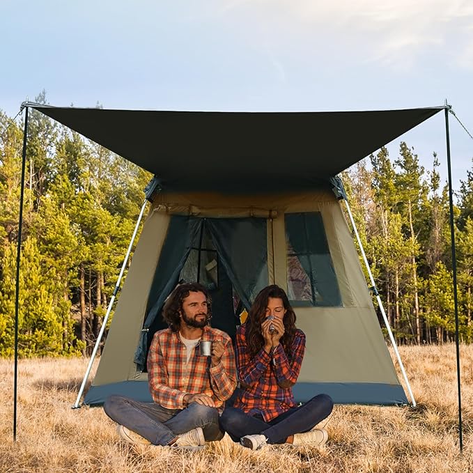 Instant Pop-Up Camping Tent with Removable Sunshade - 3-4 Person Dome Tent with UV Protection & Ventilation, Waterproof Windproof for Beach, Hiking, Outdoor.