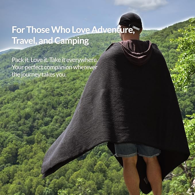 Military Style Wool Blanket – Cushioned, Breathable, Durable, Warm & Washable – Double-Stitched Border – Great for Camping, Outdoor, First Aid, Travel, Car – Fire-Resistant – 64"x90" 4.5 lb (Charcoal)