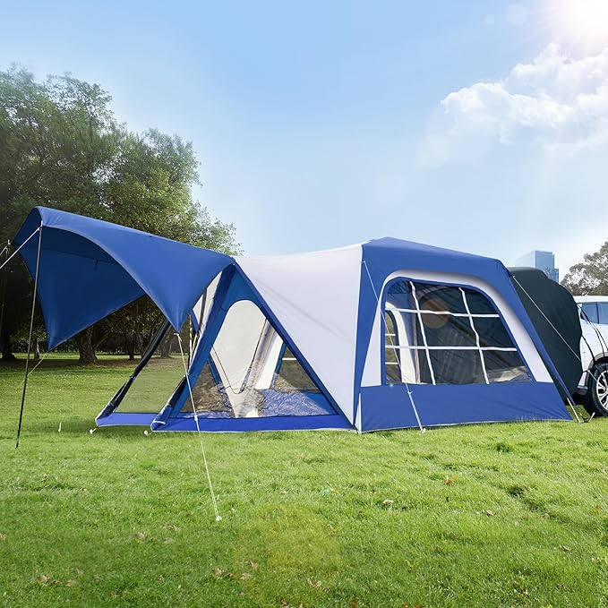 SUV Tent for Camping, SUV Camping Tent with Awnings, Waterproof Blow Up Tent, Easy Setup Car Truck Camping Tent