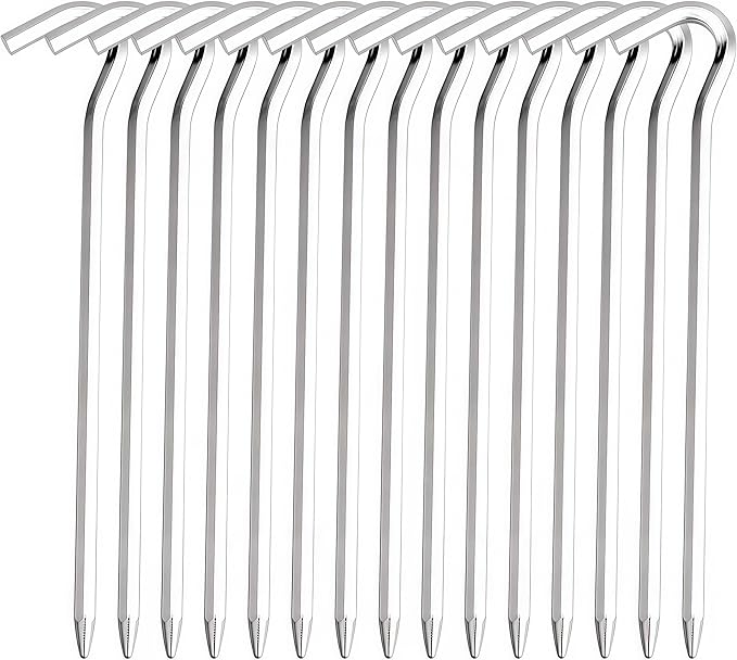 15pcs Tent Stakes, 7 Inch Aluminum Alloy Tent Pegs Tarp Camping Stakes Garden Edging Fence Hooks, Landscape Pins for Outdoor Camping, Gardening, Hiking