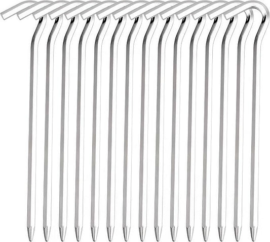 15pcs Tent Stakes, 7 Inch Aluminum Alloy Tent Pegs Tarp Camping Stakes Garden Edging Fence Hooks, Landscape Pins for Outdoor Camping, Gardening, Hiking