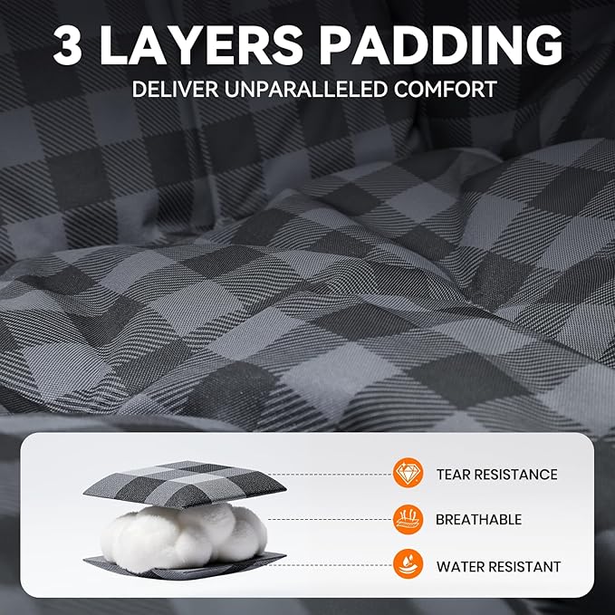 Oversized Camping Chairs for Adults Folding Padded Camping Chair Heavy Duty XL Camp Chair - 400LBS Support Lawn Chairs for Outdoor Sports Beach Fishing with Cup Holder & Carry Bag