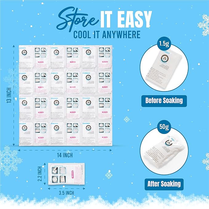 Shipping Cold Packs Dry Ice for Shipping Frozen Food, Flexible Cold Ice Pack Sheets for Coolers, Long Lasting Freezer Ice Packs 14'' X 13'' 144Cells