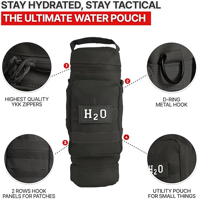 Orca Tactical Molle Water Bottle Pouch - Molle Water Bottle Holder Fits Most 32 and 40 oz Bottles - Water Bottle Pouch for Backpack - Thicker Insulated Water Bottle Holster Keeps Drinks Cooler Longer