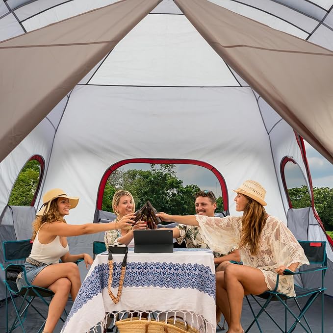 Outvita 8/10 Person Camping Tent, Large 2 Room Family Tent with Weatherproof Instant Cabin Shelter with Rainfly & Carry Bag for Backpacking Hiking Car Traveling…