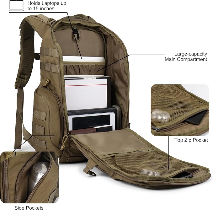 Mardingtop 30L Military Tactical Backpack for Men，Molle Rucksack EDC Daypack for Hiking,Travel,Camping, Hunting
