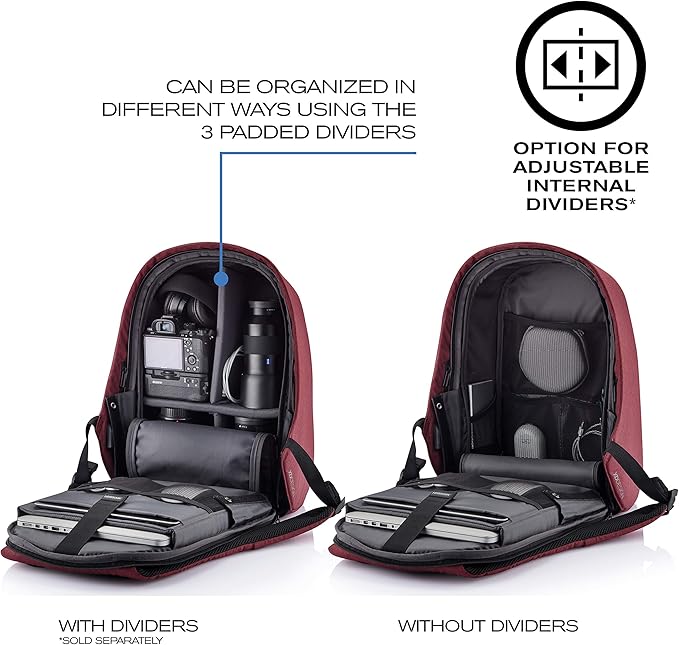XDDesign Bobby Hero 16 Liter Anti Theft Laptop Backpack, Padded 15.6" Laptop Sleeve, Recycled Material, Water Repellent, USB Charging Port, Travel Carry on Flight Approved for Men&Women