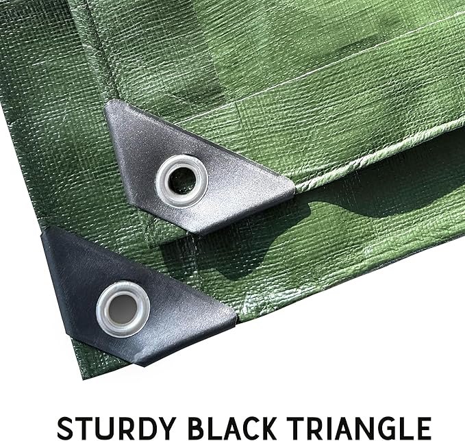STARPYNG-10 Mil Green 10x12 Feet Tarp-Heavy Duty Poly Tarpaulin-Waterproof Tarp, UV Resistant, Durable, Weather Resistant, Cover Car, Swimming Pool, Boat