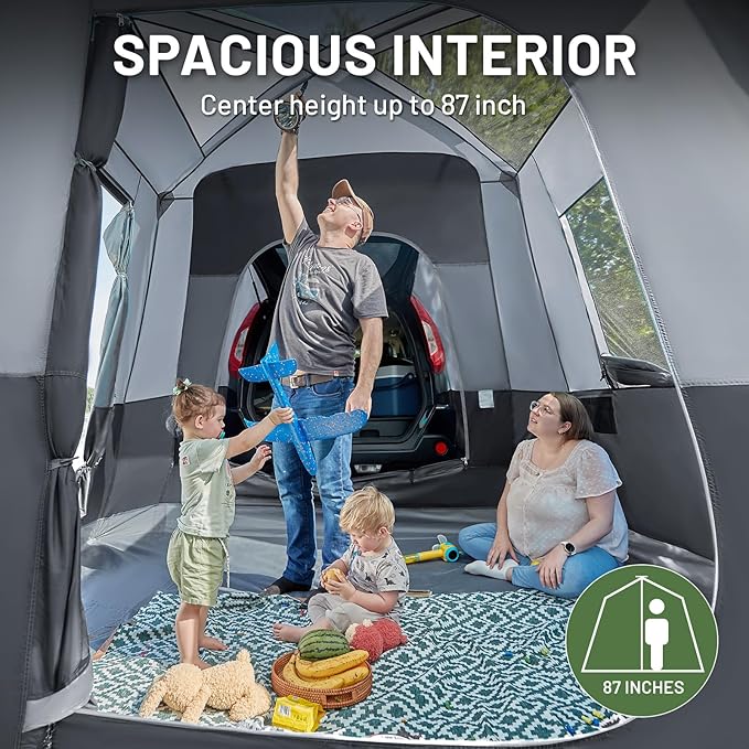 TIMBER RIDGE 5-9 Person SUV Tent with Screen Porch and Awning for Family Camping, Weather Resistant and Portable Van or Car Tent, Includes Rainfly and Storage Bag, 13' W X 10' L X 7.1' H