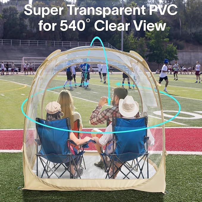 EighteenTek Pod All Weather Sports Tent with Attached Floor, Instant Outdoor Bubble Tent, Rainproof Camping Sun Shelter for Sports Events Camping Fishing Cheering, 1-4 Persons