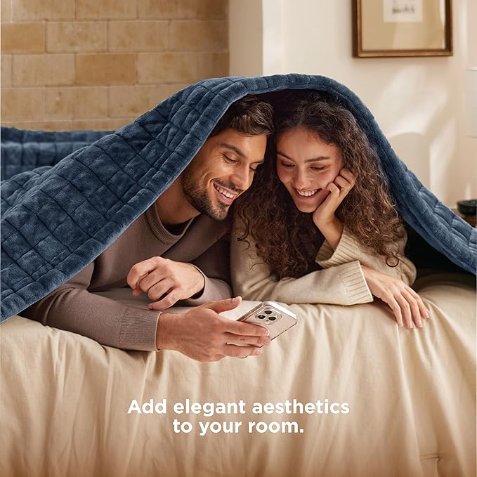 Bedsure Electric Blanket Queen Size - Dual Control Heated Blanket Queen with 10 Heat Settings, Thick Heating Blanket with 10 Time Settings, Fast Heating Quilted Blanket (84x90 inches, Bering Sea)